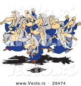 Cartoon Vector of a Group of Happy Jumping Religious People, One on a Pogo Stick by Toonaday