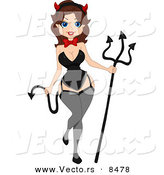 Cartoon Vector of a Halloween Devil Pinup Girl with a Pitchfork by BNP Design Studio