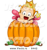 Cartoon Vector of a Happy Baby Halloween Fairy Girl on a Big Pumpkin by BNP Design Studio