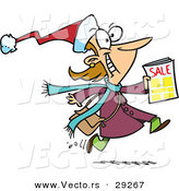 Cartoon Vector of a Happy Black Friday Shopper Running with Sale Ads by Toonaday