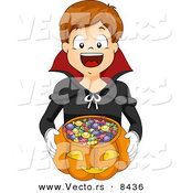 Cartoon Vector of a Happy Boy Trick-or-Treating As a Vampire by BNP Design Studio