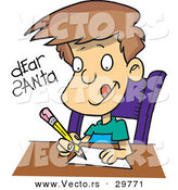 Cartoon Vector of a Happy Boy Writing Letter to Santa by Toonaday