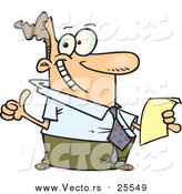 Cartoon Vector of a Happy Business Man Holding Year End Reports by Toonaday