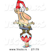 Cartoon Vector of a Happy Christmas Elf Standing on the North Pole by Toonaday