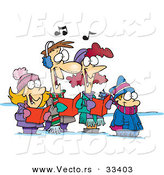 Cartoon Vector of a Happy Family Singing Christmas Carols by Toonaday