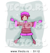 Cartoon Vector of a Happy Girl Making a Snow Angel by BNP Design Studio