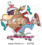 Cartoon Vector of a Happy Santa Skateboarding by Toonaday