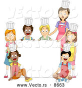 Cartoon Vector of a Home Economics Cooking Class and Teacher Around a Blank Sign by BNP Design Studio