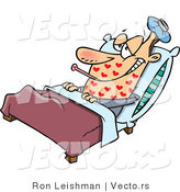 Cartoon Vector of a Love Sickened Man Resting in Medical Bed with Ice Pack on Head by Toonaday