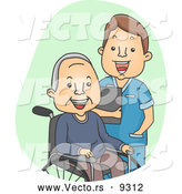 Cartoon Vector of a Male Geriatric Nurse Laughing with a Senior Patient by BNP Design Studio