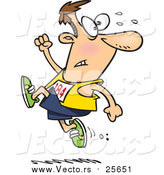 Cartoon Vector of a Male Runner Ahead of the Crowd by Toonaday