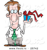 Cartoon Vector of a Man Holding a Present by Toonaday