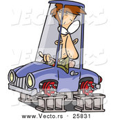 Cartoon Vector of a Man in a Tireless Car on Blocks by Toonaday