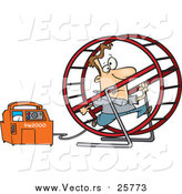 Cartoon Vector of a Man Running in a Wheel to Power a Generator by Toonaday