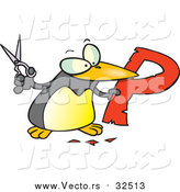 Cartoon Vector of a Penguin Cutting out the Alphabet Letter 'P' by Toonaday