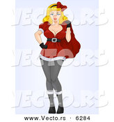 Cartoon Vector of a Pretty Pin-up Girl in a Santa Suit for Christmas by BNP Design Studio