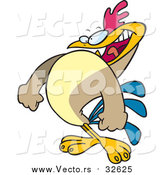 Cartoon Vector of a Puffed Rooster Preparing to Crow by Toonaday
