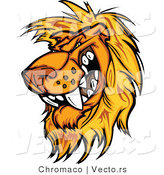 Cartoon Vector of a Rival Male Lion Mascot Preparing to Attack by Chromaco