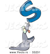 Cartoon Vector of a Seal Balancing the Alphabet Letter 'S' on His Nose by Toonaday