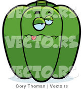 Cartoon Vector of a Sick Green Bell Pepper by Cory Thoman