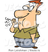 Cartoon Vector of a Sick Man Coughing into His Hand by Toonaday