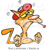 Cartoon Vector of a Sick Orange Cat with a Fever by Toonaday