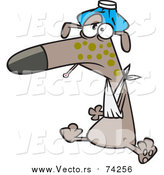 Cartoon Vector of a Sick Puppy Dog by Toonaday