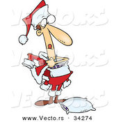 Cartoon Vector of a Skinny Man Dressing As Santa by Toonaday