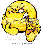 Cartoon Vector of a Smiley Gnawing Pencil While Thinking by Chromaco