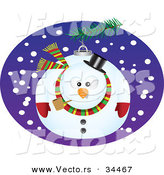 Cartoon Vector of a Snowman Bauble Ornament by Toonaday