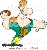 Cartoon Vector of a Strong Quaterback Holding a Football by Toonaday