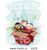 Cartoon Vector of a Surprise Box with Kids Inside on Christmas by BNP Design Studio
