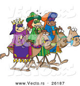 Cartoon Vector of a Three Wise Children Wearing Shades and Riding Camels by Toonaday