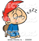 Cartoon Vector of a Tired Boy Trying to Stay Awake for Santa by Toonaday