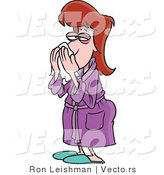 Cartoon Vector of a Tired Sick Woman Blowing Her Nose by Toonaday