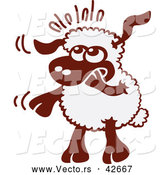 Cartoon Vector of a Worried Sheep Nibbling Hoof by Zooco