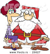 Cartoon Vector of an Adult Lady Sitting on Santa's Lap by Toonaday