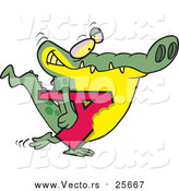 Cartoon Vector of an Alligator Carrying Alphabet Letter a by Toonaday
