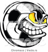 Cartoon Vector of an Ambitious Soccer Ball Mascot Gritting Teeth While Giving an Evil Stare by Chromaco