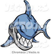 Cartoon Vector of an Evil Blue Shark Grinning by Chromaco