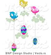 Cartoon Vector of Birds Transporting Easter Eggs by BNP Design Studio