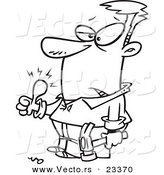 Cartoon Vector of Cartoon Carpenter with a Swollen Thumb - Coloring Page Outline by Toonaday