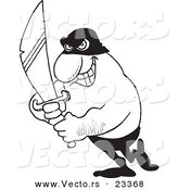 Cartoon Vector of Cartoon Evil Man Holding a Sword - Coloring Page Outline by Toonaday