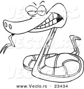 Cartoon Vector of Cartoon Evil Snake - Coloring Page Outline by Toonaday