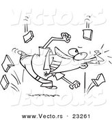 Cartoon Vector of Cartoon Guy Ducking from the Falling Sky - Coloring Page Outline by Toonaday
