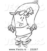 Cartoon Vector of Cartoon Guy Skipping Rope - Coloring Page Outline by Toonaday