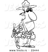 Cartoon Vector of Cartoon Mad Cop - Coloring Page Outline by Toonaday