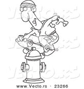 Cartoon Vector of Cartoon Man Skateboarding on a Hydrant - Coloring Page Outline by Toonaday