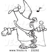 Cartoon Vector of Cartoon Singing Rhino - Coloring Page Outline by Toonaday