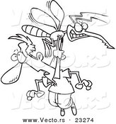 Cartoon Vector of Cartoon Skeeter Stealing a Man - Coloring Page Outline by Toonaday